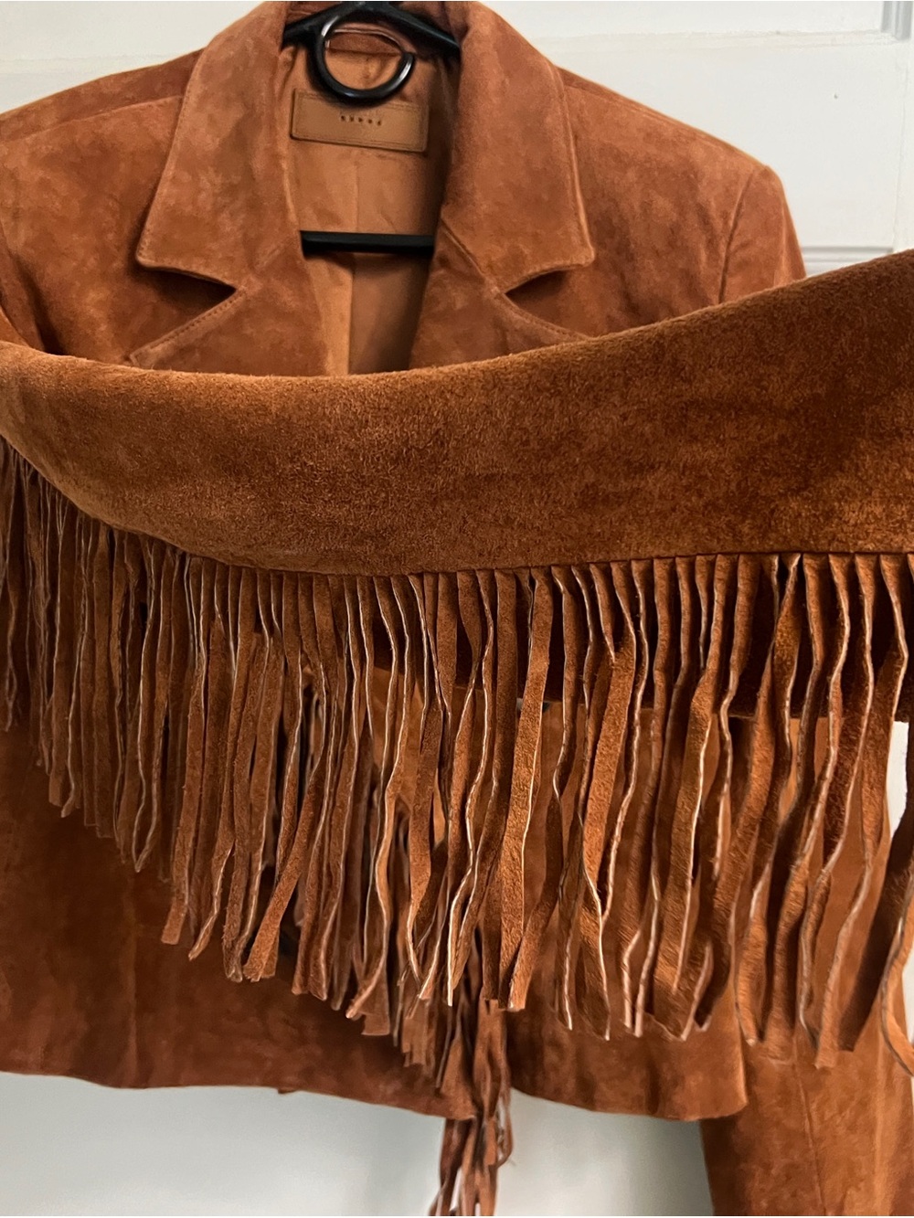 Blank NYC Cropped Suede Fringe Jacket in Rust - Picture 2 of 5